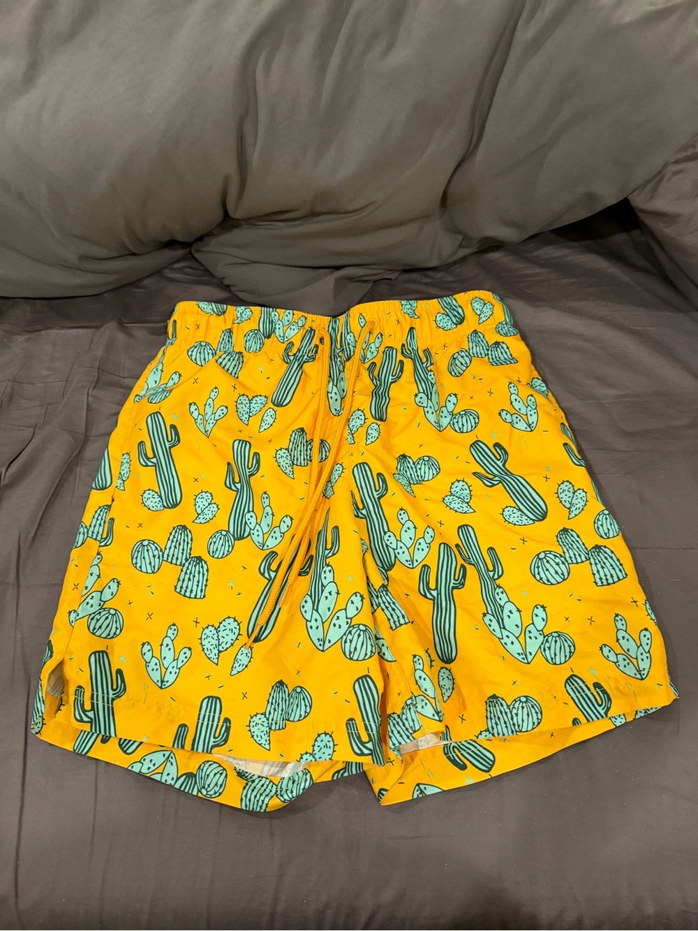 George Yellow Swim Shorts with Mint Green Cactus Print